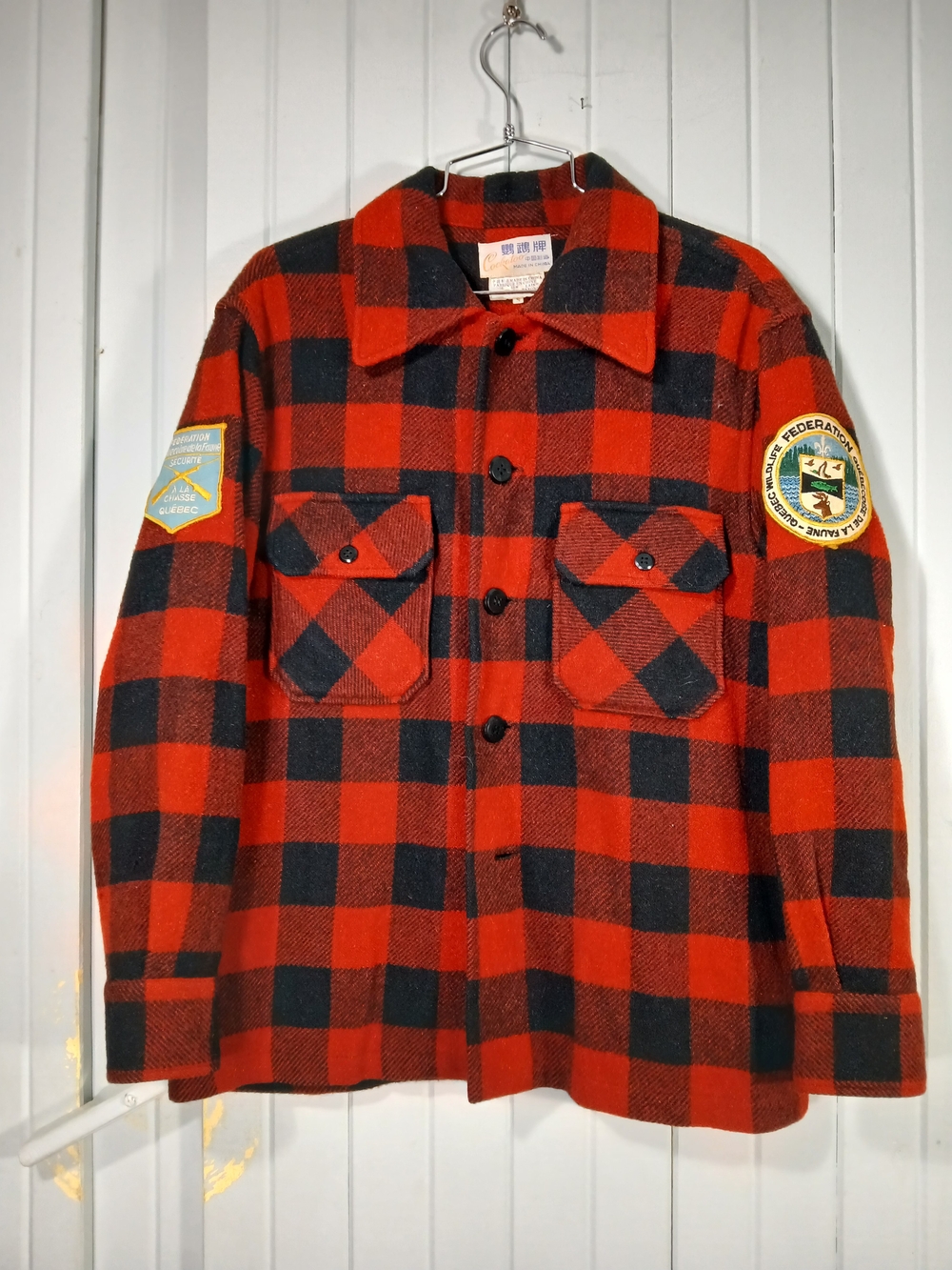 Vintage Red & Black Buffalo Plaid Wool Hunting Jacket